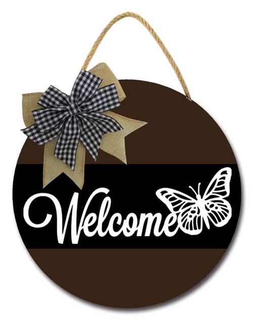 Caryongpee Welcome Sign For Front Door,Rustic Round Wooden Wreath,Farmhouse Front Door Front Porch Decor,New Home Housewarming Gift