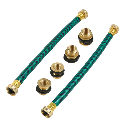 Lemfema 2PCS Rain Barrel Linking Kit - 2 x 14inch Hose and 4 x Brass Bulkhead Tank Fittings