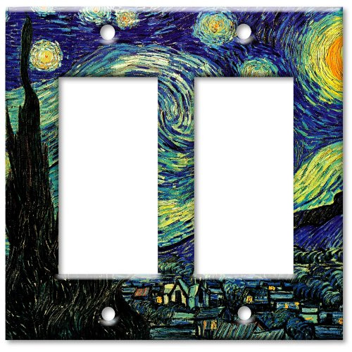 Van Gogh: Starry Night Metal Wall Plate - Double Gang Decora