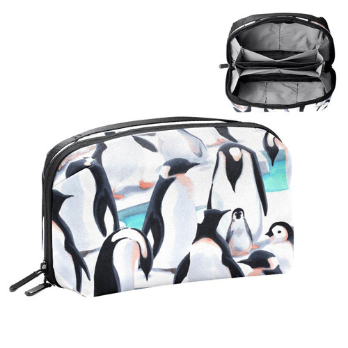 VBFOFBV Large Makeup Bag Zipper Pouch Waterproof Travel Cosmetic Organizer for Women and Girls, Penguin Animal Cartoon