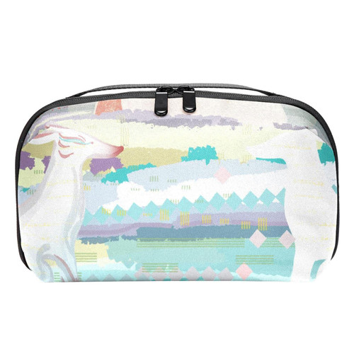 VBFOFBV Large Makeup Bag Zipper Pouch Waterproof Travel Cosmetic Organizer for Women and Girls, Cartoon Animal Abstract Fox