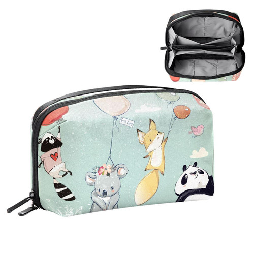 VBFOFBV Large Makeup Bag Zipper Pouch Waterproof Travel Cosmetic Organizer for Women and Girls, Cartoon Animal Panda Koala Fox Raccoon