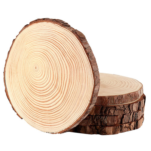 JOIKIT 5 PCS 8-9 Inch Unfinished Woods Slices, Natural Round Rustic Wood Slices for Centerpieces, Wooden Circles for DIY Craft, Christmas, Rustic Wedding, Ornaments