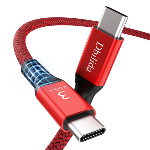 Dbilida for Thunderbolt 3 Cable 40Gbps 3.3ft, Nylon Braided USB C to USB C Cable with 100W PD, 20V 5A Charging/Single 5K@60Hz Monitor Compatible with eGpu, Type-C MacBooks, Docking, Hub, SSD and More