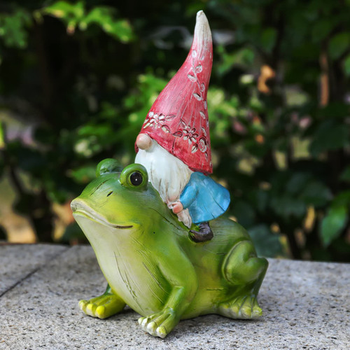 CYnice Garden Gnome Statue Outdoor Decor - Garden Gnomes Sitting on Frog Statue for Garden Yard Patio Lawn Decorations,Gnome Gifts CYnice Garden Gnome Statue Outdoor Decor - Garden Gnomes Sitting on Frog Statue for Garden Yard Patio Lawn Decorations,Gnome Gifts