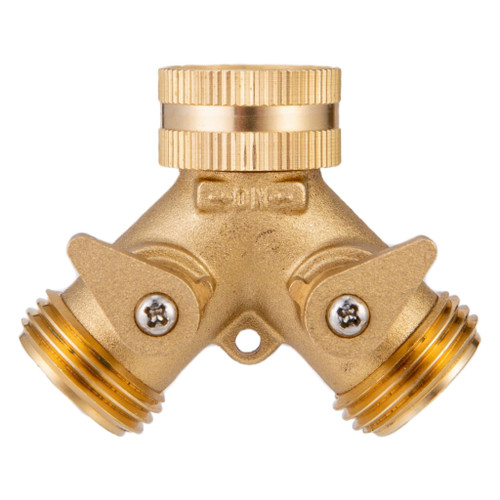 Rain-Judy Garden Hose Y Valve Hose Splitter Brass Hose Splitter with Solid Brass Handle Brass Y Valve Water Garden Hose Adapter 2 Way Y Valve 3/4" GHT Thread Extra 4 Presure washers 4 Pack