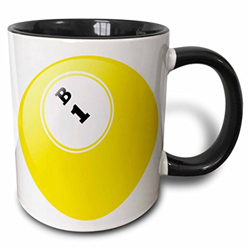 3dRose mug_50293_4"Bingo B 1" Two Tone Black Mug, 11 oz, Multicolor
