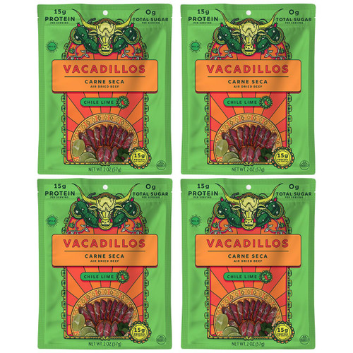 Vacadillos Beef Jerky Snack Packs Carne Seca, Chile Lime 4-Pack Vacadillos Beef Jerky Snack Packs Carne Seca, Chile Lime 4-Pack