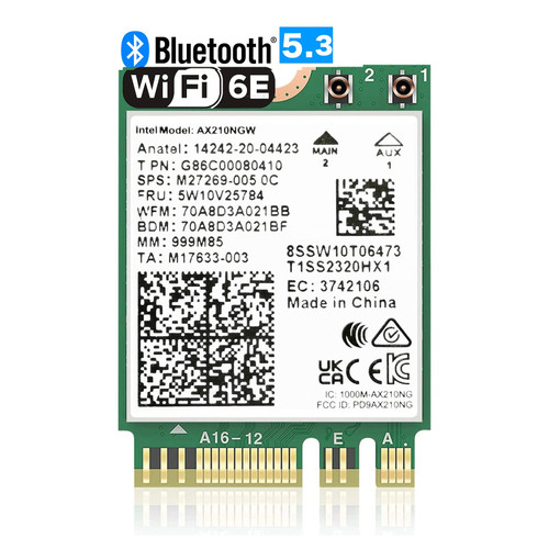AX210NGW WiFi 6E Card M.2 5400Mbps Tri-Band Wireless Module for laptop,11AX WiFi Adapter with Bluetooth 5.3,MU-MIMO, Ultra-Low Latency, NGFF, Supports Windows 11/10 (64bit)