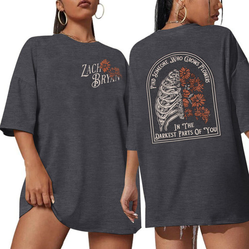DUTUT Retro Western Music Oversized Shirt for Women Country Music T Shirt Vintage Western Cowboy Country Short Sleeve Tops Dark Gray