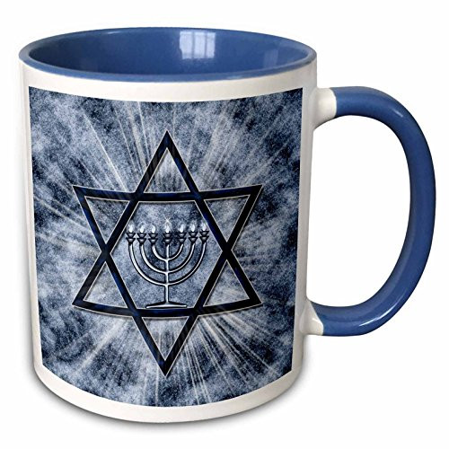 3dRose mug_52283_6"Hanukkah Menorah with Star of David in Blue" Two Tone Blue Mug, 11 oz, Multicolor 3dRose mug_52283_6"Hanukkah Menorah with Star of David in Blue" Two Tone Blue Mug, 11 oz, Multicolor