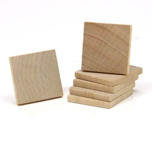 Mylittlewoodshop Pkg of 50 - Square - 1-1/4 inch tall by 1-1/4 inch wide and 1/8 inch thick unfinished wood (WW-JC9512-50)