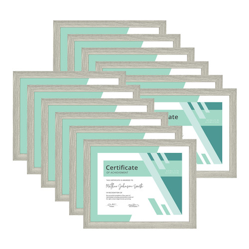 MCS Gallery Essential Document Frame , Gray Woodgrain, 8.5 x 11 in, 12 pk