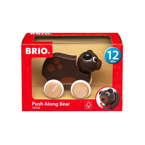 Brio 30338 Push Along Bear | The Perfect Playmate for Your Toddler, White