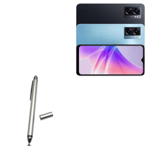 BoxWave Stylus Pen Compatible with Oppo A77 - DualTip Capacitive Stylus, Fiber Tip Disc Tip Capacitive Stylus Pen - Metallic Silver BoxWave Stylus Pen Compatible with Oppo A77 - DualTip Capacitive Stylus, Fiber Tip Disc Tip Capacitive Stylus Pen - Metallic Silver