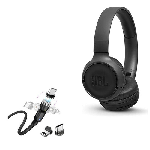 BoxWave Cable Compatible with JBL Tune 500BT - MagnetoSnap AllCharge Cable, Magnet Charging Cable USB Type-C Micro USB for JBL Tune 500BT - Jet Black