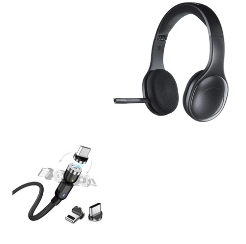 BoxWave Cable Compatible with Logitech H800 Headset - MagnetoSnap AllCharge Cable, Magnet Charging Cable USB Type-C Micro USB for Logitech H800 Headset - Jet Black