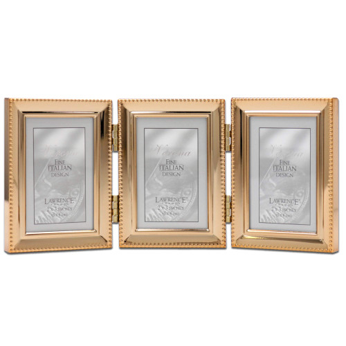 Lawrence Frames Classic Bead Picture Frame, 2.5x3.5 Triple, Gold, 3 Count