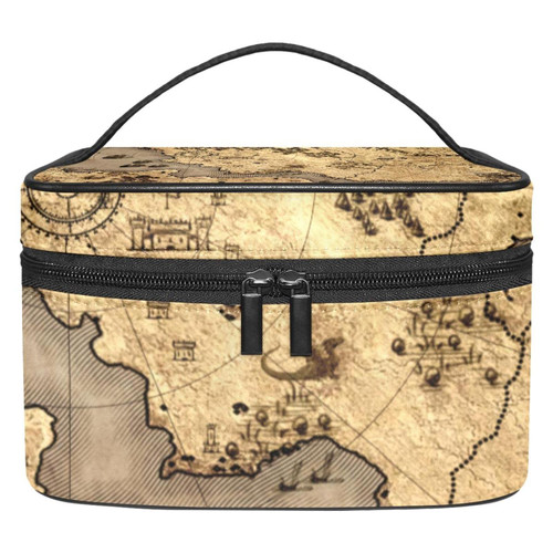 Map Old Vintage Large Cosmetic Bag Travel Makeup Organizer Case Holder for Women Girls Map Old Vintage Large Cosmetic Bag Travel Makeup Organizer Case Holder for Women Girls