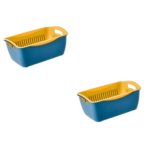 BESTOYARD 2 pcs double layer drainer basket sink strainer basket plastic basket vegetable pasta bar sink strainer Double Layer Food Colanders collapsible colander pp Fruit Washing Basket