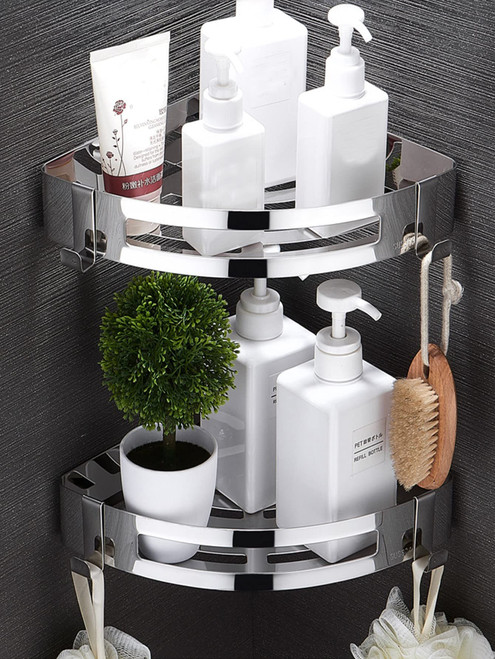 ABZEKH Shower Caddy-Storage Rack Shower Caddy Shelf 1pc Stainless Steel Triangle Storage Rack Bathroom Lavatory Washroom Restroom Shower Toilet