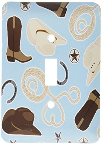 3dRose LSP_192881_1 Cute Cowboy Theme Pattern Blue and Brown Toggle Switch, Multicolor