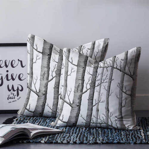 FDECOR Pillow Covers 16x16 inch Set of 2, Branch Tree Hand Painting Black and White Pillowcases Square Cushion Cover Soft Pillow Cases,Decorative Throw Pillow Covers for Sofa Couch Bed Home Decor