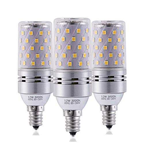YRLighting Corn E12 LED Bulbs, 12W LED Candelabra Bulb 100 Watt Equivalent, 1200lm, Decorative Candle Base E12 Non-Dimmable LED Chandelier Bulbs, Warm White 3000K LED Lamp, Pack of 3 YRLighting Corn E12 LED Bulbs, 12W LED Candelabra Bulb 100 Watt Equivalent, 1200lm, Decorative Candle Base E12 Non-Dimmable LED Chandelier Bulbs, Warm White 3000K LED Lamp, Pack of 3