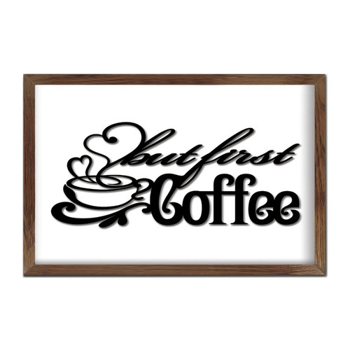 But First Coffee Wood Framed Wall Decor Sign Home Decor Inspirational Kitchen Coffee Station Letter Signs Positive Wood Wall Sign for Dinning Room Home Cottage 8x12in