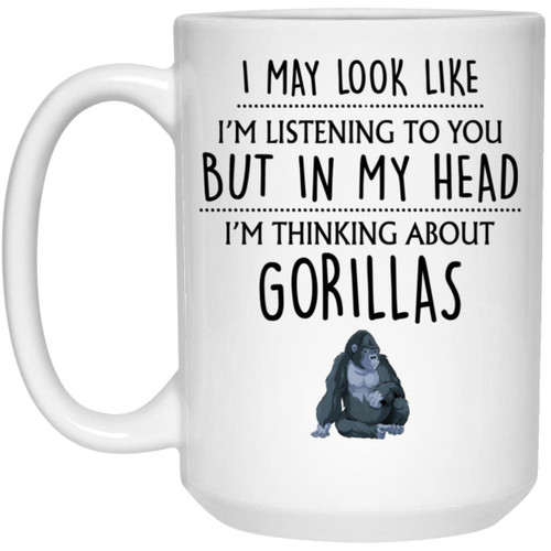 Q.PaddyShops Gorilla Gift, Gorilla Mug, Gorilla Lover Gift, Funny Gorilla Gifts, Gifts For Gorilla Lovers, Women, Men, Him, Dad, Her, Crazy Gorilla Lady 15oz