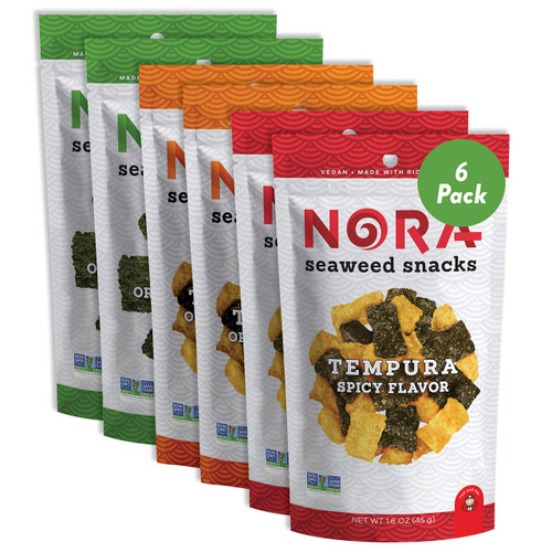 Crispy Seaweed Snacks by Nora | Asian Snacks | Taster's Variety Pack | Low-Sugar, Vegan, Non-GMO Verified | 6-Pack Crispy Seaweed Snacks by Nora | Asian Snacks | Taster's Variety Pack | Low-Sugar, Vegan, Non-GMO Verified | 6-Pack
