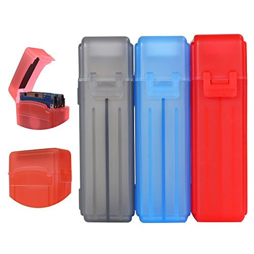 KSB 2.5 Inches SSD Hard Disk Drive Protection Storage Box Case For Solid State Disk, Pack of 3 Assorted Colors(Grey/Blue/Red).