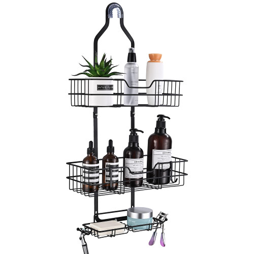 Hoomtaook Shower Caddy Over Shower Head Anti-Swing Shower Caddy Hanging Rustproof Shower Organizer, Shower Storage Rack with Hooks for Shampoo, Razor and Soap - Black Hoomtaook Shower Caddy Over Shower Head Anti-Swing Shower Caddy Hanging Rustproof Shower Organizer, Shower Storage Rack with Hooks for Shampoo, Razor and Soap - Black
