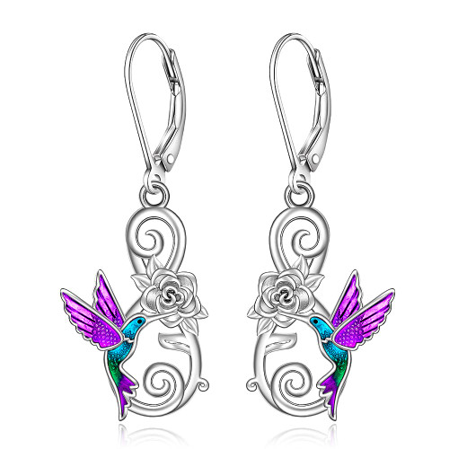 Hummingbird Earrings for Women Infinity Hummingbird Earrings Sterling Silver Dangle Purple Bird Hummingbirds Jewelry Gifts