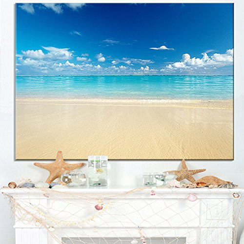 Designart PT11626-20-12 sand of Beach In Calm Caribbean shore Modern Seascape canvas Artwork,Blue,20x12" Designart PT11626-20-12 sand of Beach In Calm Caribbean shore Modern Seascape canvas Artwork,Blue,20x12"