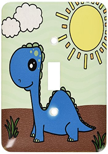 3dRose LLC lsp_13797_1 Cute Baby Blue Dinosaur Scene - Single Toggle Switch