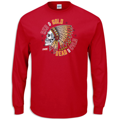 Skull Long Sleeve T-Shirt for K C Football Fans (SM-5XL) (Red Long Sleeve, Large) Skull Long Sleeve T-Shirt for K C Football Fans (SM-5XL) (Red Long Sleeve, Large)