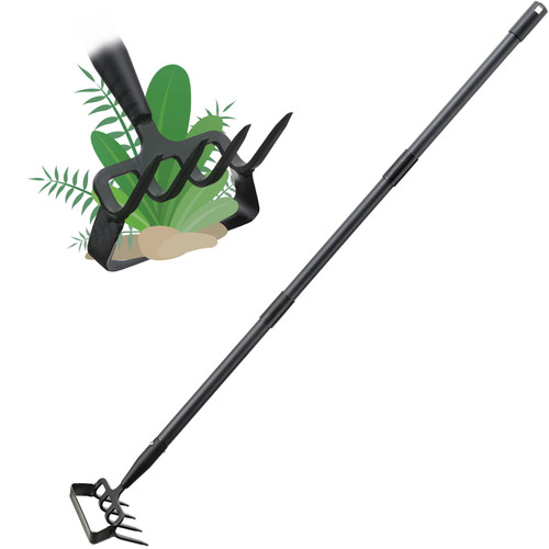 Stirrup Hoe and Cultivator Garden Tool Heavy Duty, Scuffle Loop Hula Action Hoe Weeding Gardening Hand Tools for Women Kids Men, Metal Weeder Scraper Garden Hoe Rake Weed Puller Long Handle 32-70 inch