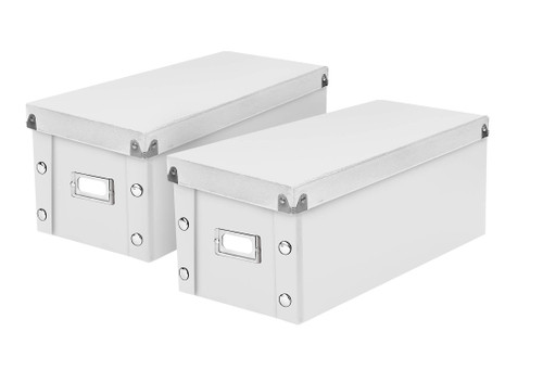 CD Storage Box - 2 Pack, Durable, 5.1 x 5.1 x 13.2 Inch Disc Holders with Lids to Store up to 330 Discs - White
