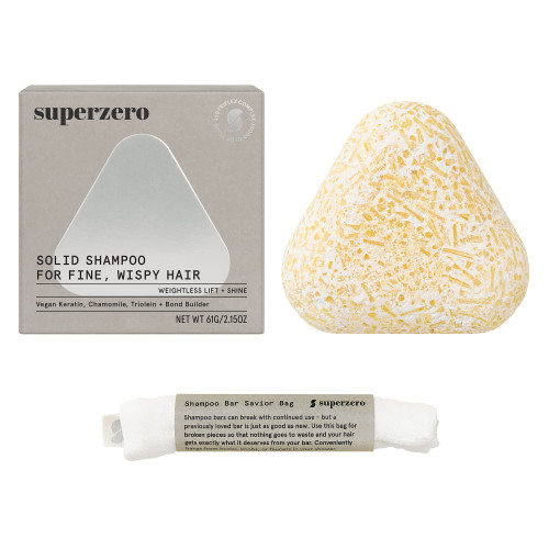 SUPERZERO Fine Hair Solid Shampoo Bar for Volume + Shine, Made With Clean & Organic Ingredients, Sulfate-Free, Cruelty-Free & Vegan