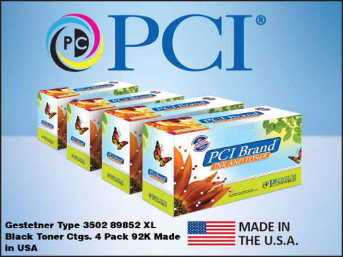 PREMIUM COMPATIBLES INC. PCI Brand Compatible Toner Cartridge Replacement for Gestetner Type 3502 89852 4-Pack Black Toner Cartridges 92K Yield