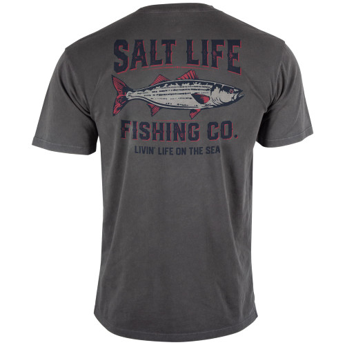 Salt Life Life on The Sea Short Sleeve Salt Washed Pocket Tee T Shirt, Quartz, Large US