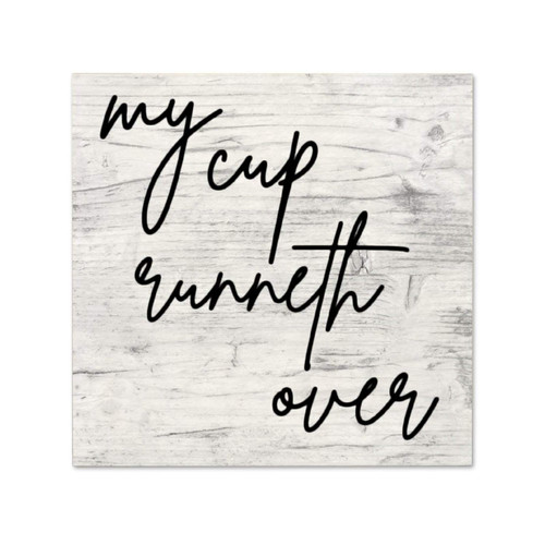 godblessign My Cup Runneth Over Plaque Sign, Wood Wall Hanging Signs, Wall Decorations for Living Room, Modern Farmhouse Wall Decor, Rustic Home Decor 12x12x0.2