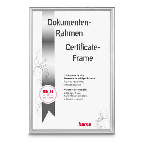 Hama Detroit Picture Frame 21 x 29.7 cm (Aluminium Frame, Photo Frame, Document Frame, Portrait Format, Landscape Format, Hanging, Shatterproof, Aluminium, Picture Size DIN A4, 21 x 29.7 cm) Silver Hama Detroit Picture Frame 21 x 29.7 cm (Aluminium Frame, Photo Frame, Document Frame, Portrait Format, Landscape Format, Hanging, Shatterproof, Aluminium, Picture Size DIN A4, 21 x 29.7 cm) Silver