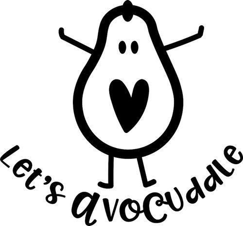 Lets Avocuddle Cute Funny Love Heart Avocado Cuddle Food Wall Decals for Walls Peel and Stick Wall Art murals Black Medium 18 Inch