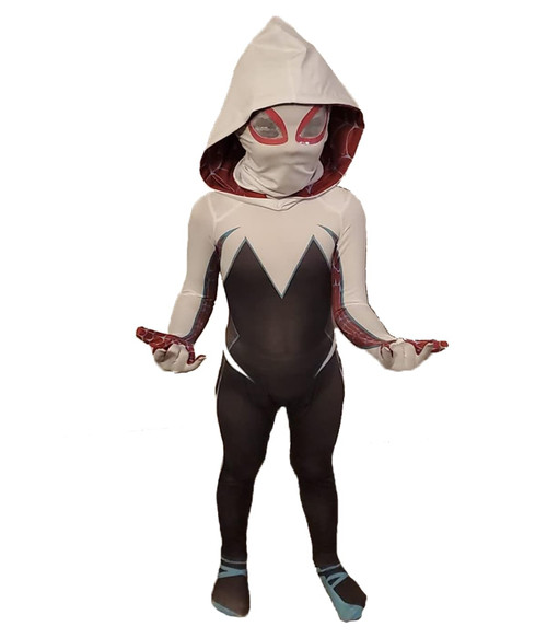 MAYAIO Kids Ghost Superhero Girls Costume Halloween Cosplay Jumpsuit Suit Bodysuit With Cloak Full Set