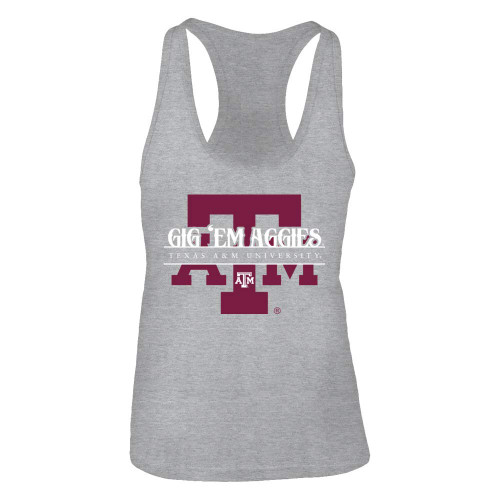 FanPrint Texas A&M Aggies Tank Top - Texas A&M University Gig Em Aggies - Women's Tank Top/Grey/M