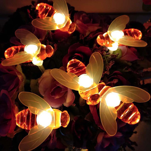 2-Pack Honeybee Fairy String Lights, 20 LED 7.5Ft Honeybee Battery Power Led String Lights for Party,Wedding,Xmas,Decoration,Gardens,Patios