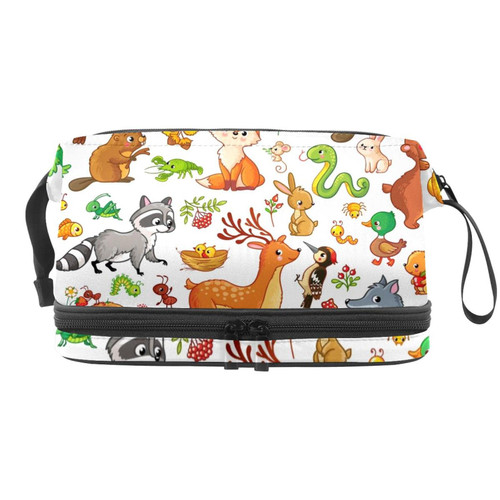 RATGDN Large Makeup Bag, Double Layer Cosmetic Bag with Compartments, Waterproof Travel Cosmetic Pouch Portable Zip Makeup Toiletries Organizer, Bird Mammal RATGDN Large Makeup Bag, Double Layer Cosmetic Bag with Compartments, Waterproof Travel Cosmetic Pouch Portable Zip Makeup Toiletries Organizer, Bird Mammal