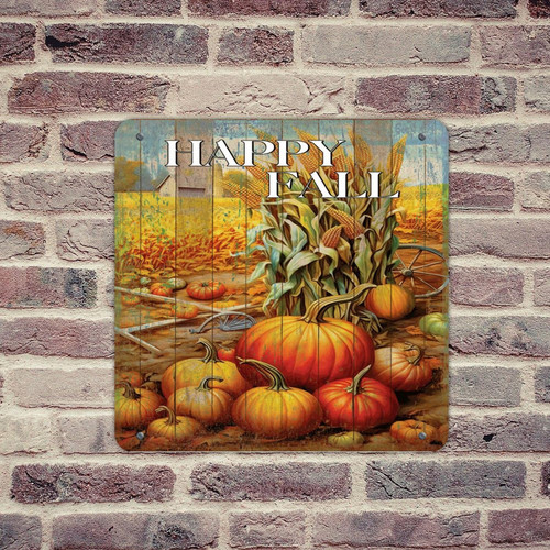 Funny Novelty Country Tin Signs Happy Fall Signs Thanksgiving Day Pumpkins Farm Metal Sign for Lounge House Garden Wall Decor 12x12in